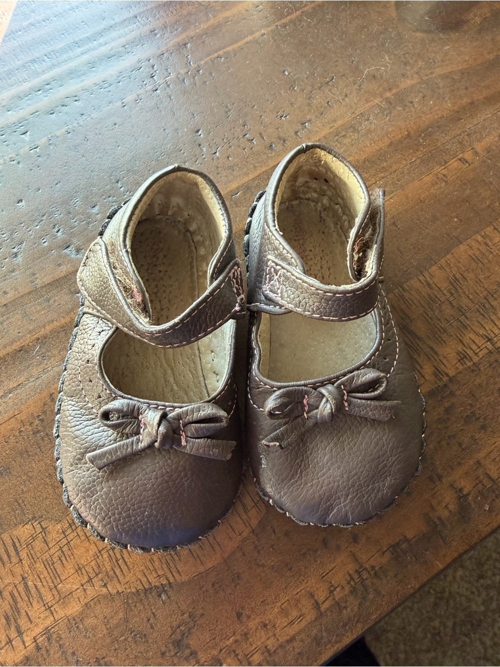 pediped Brown Girls Mary Jane Shoes with Bow